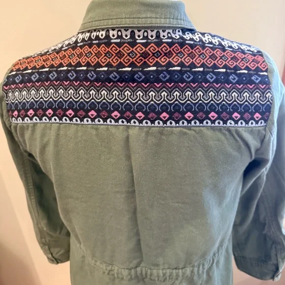 Modcloth Olive/ Army Green Utility Jacket with Patterned Accents Tag Size Medium - Picture 5 of 15